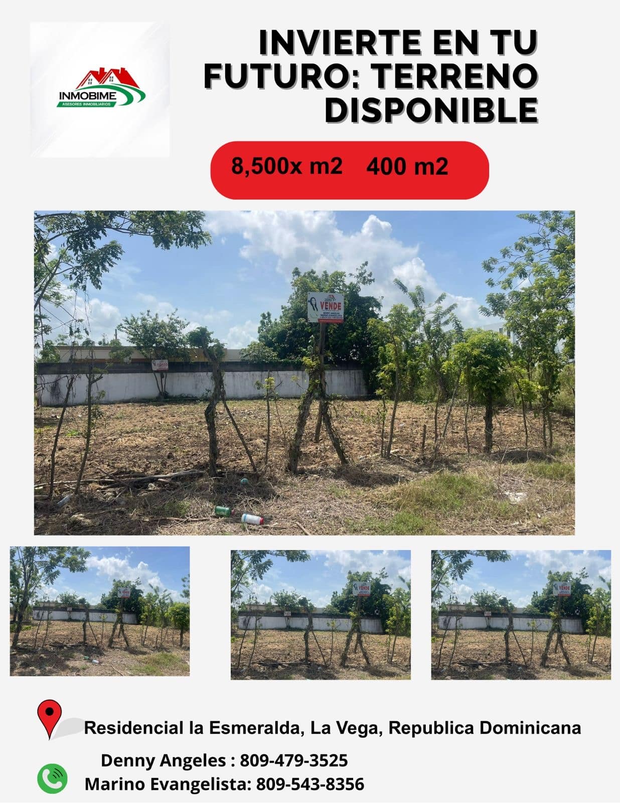 SOLAR DE 400m2. DE ESQUINA. A DOS CUADRAS CALLE PRINCIPAL. URB. LA ESMERALDA, AV. PEDRO A. RIVERA, LA VEGA, R.D. TÍTULO DESLINDADO. PLANO CATASTATRAL